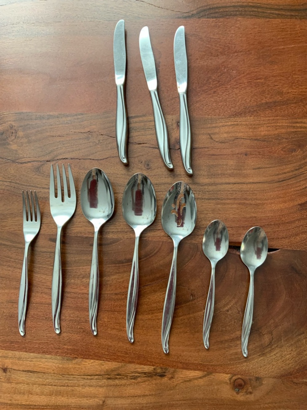 1881 Rogers Oneida Surf Maid Cabana Stainless Lot of 10  Forks Spoons Knives